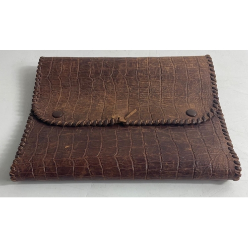 40 - VINTAGE document holder, possibly crocodile skin, outer measurement 18 x 22cm approx.#48