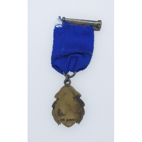 48B - MASONIC INTEREST, Lodge 'Heart of Midlothian No 832' pin medal with blue ribbon. Medallion with Birm... 