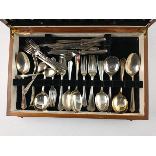 64 - A nice wooden canteen of mainly SHEFFIELD EPNS nice quality cutlery and some odd pieces some by WALK... 