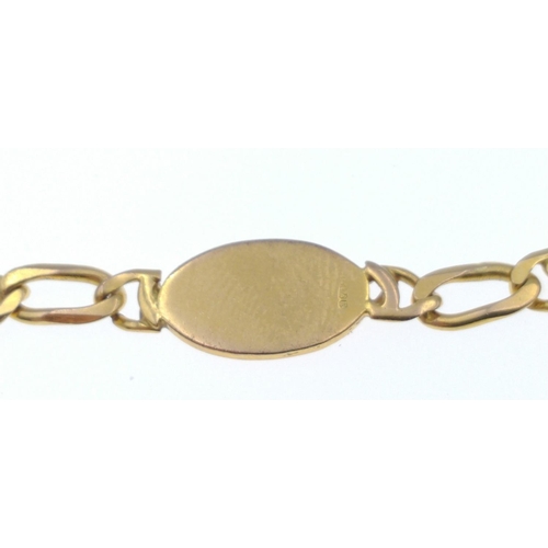12 - 375 stamped yellow gold oval disc and link chain length 44cm and weight 14.35g approx#12