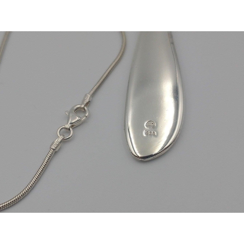 69 - Large 925 stamped drop pendant on 40cm 925 stamped necklace in presentation box#70