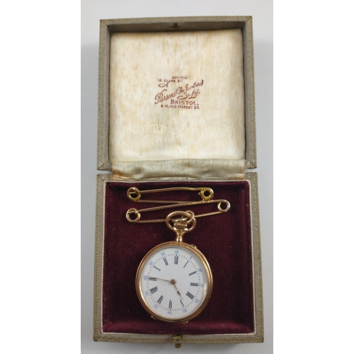 85 - AN EXQUISITE QUALITY ladies VINTAGE 18k stamped case stamped yellow gold watch, beautifully decorate... 