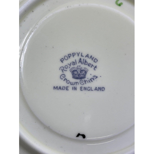 129 - RARE!  A ROYAL ALBERT CROWN tea set  Poppyland' 12 cup set, with sandwich plate, sugar and cream 39... 