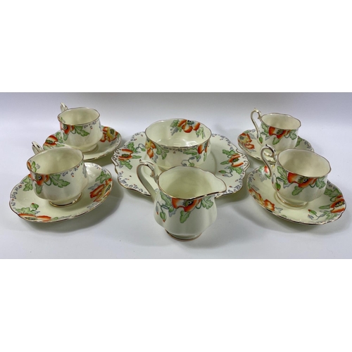 129 - RARE!  A ROYAL ALBERT CROWN tea set  Poppyland' 12 cup set, with sandwich plate, sugar and cream 39... 