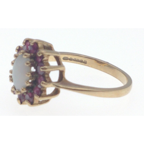 13 - 9ct hallmarked yellow gold with an Opal & Amethyst setting ring size M, weight gross 2.65g#14