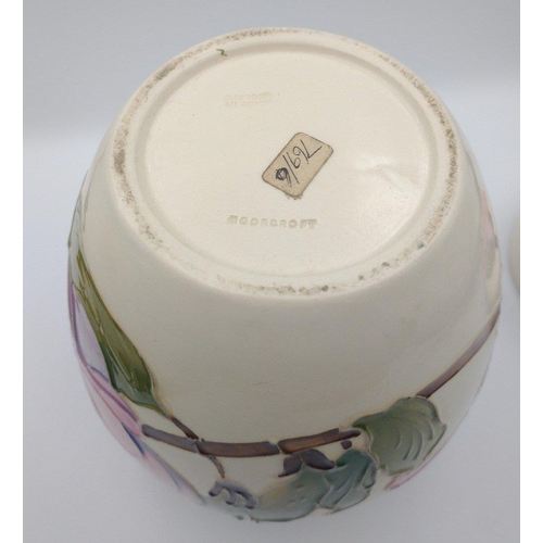 150 - A medium sized MOORCROFT stamped to base and Made In England GINGER JAR with COVER in MAGNOLIA pink ... 