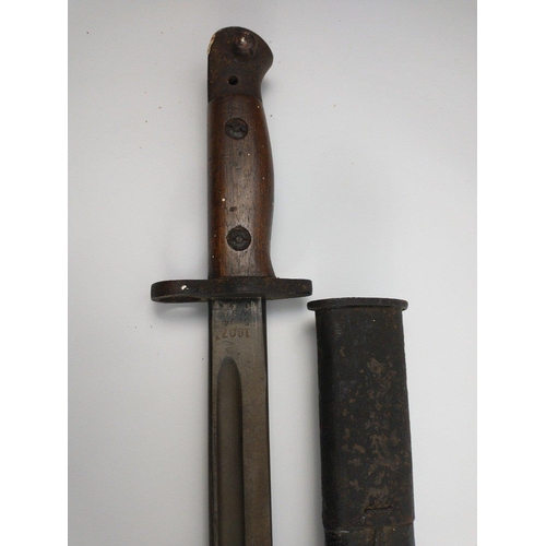 157 - A 1907 WWl Bayonet with scabbard, The Pattern 1907 bayonet, officially called the Sword bayonet, pat... 