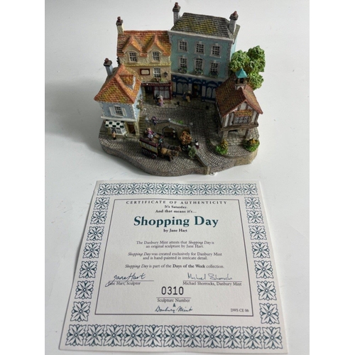 190 - 7 DAYS OF THE WEEK collection cottages mainly by Jane Hart & Danbury Mint Series all boxed#216