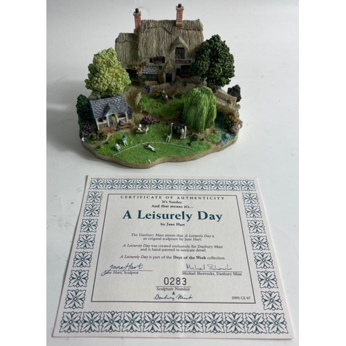 190 - 7 DAYS OF THE WEEK collection cottages mainly by Jane Hart & Danbury Mint Series all boxed#216