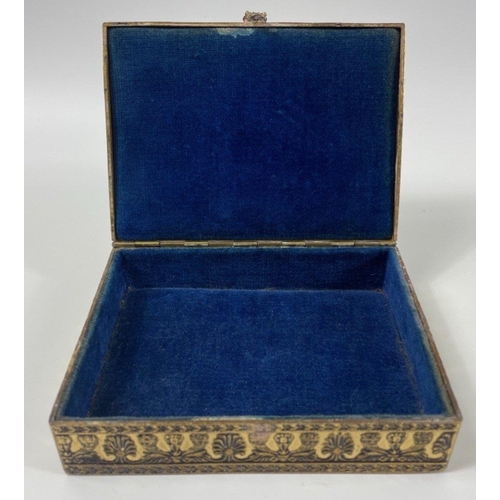 209 - A nice TRINKET box lined in blue velvet dimensions 11cm x 8cm width x depth 3cm#236