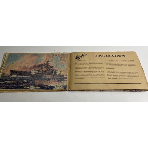 218 - ORIGINAL FAIRYLIGHT BOOK OF JIG-SAWS.  4 x British WWII Naval Warships measures 37 X 24CM#244