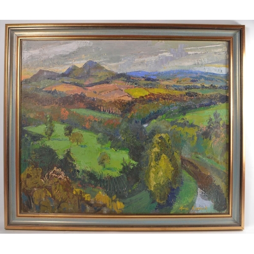 358E - LOCAL INTEREST Framed ANNE CARRICK original oil on canvas SIGNED 1964 ' SCOTT'S VIEW depicting Scott... 