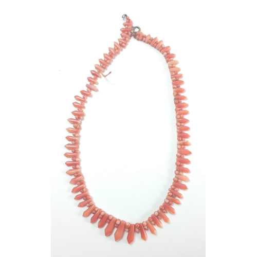 55A - A VINTAGE c1910 ORANGE AND WHITE CORAL necklace with fastener#68