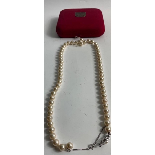 56 - A set of MAJORICA boxed pearl necklace(will require repaired) with another double set of boxed pearl... 