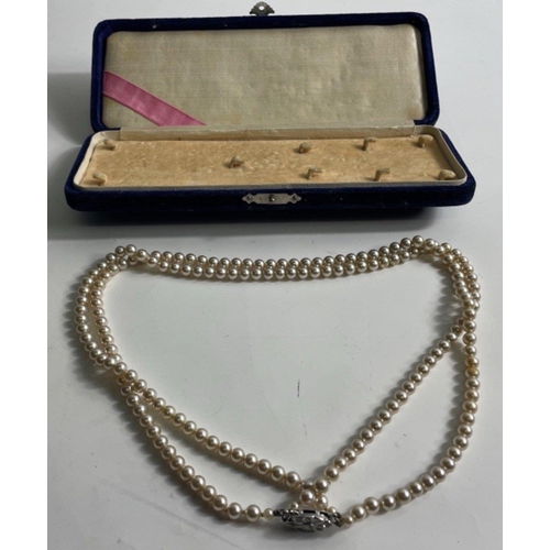 56 - A set of MAJORICA boxed pearl necklace(will require repaired) with another double set of boxed pearl... 