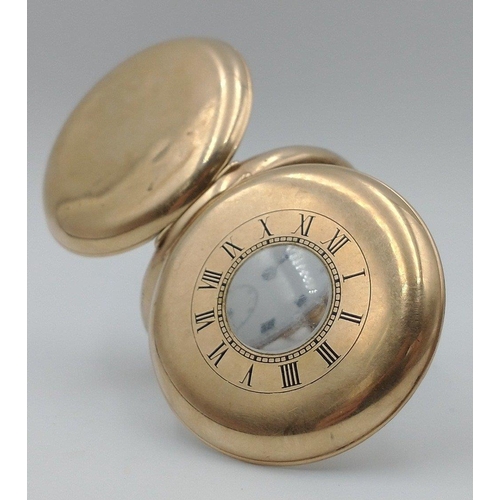 77 - LOVELY QUALITY! A 375 stamped case Half Hunter yellow gold pocket watch stamped also ALD - the watch... 