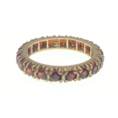 8 - 9ct stamped GORGEOUS GARNET set  eternity style ring size N, weight gross 3.10g approx#9