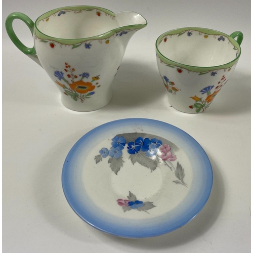 117 - SHELLEY china to include a Posy Spray milk jug (9cm high) and tea cup plus a small dish (12cm dia) f... 
