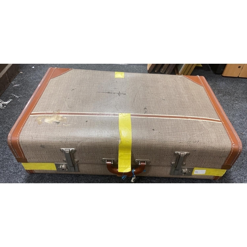 401 - A vintage suitcase with key and another#431