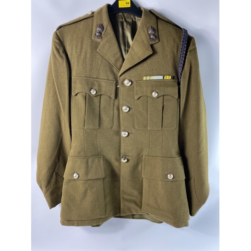 42 - British Army uniform, a khaki green jacket with Herbert Chappell Ltd of London label having Royal En... 