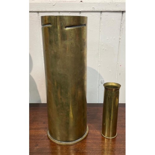 51 - Two Trench Art shell cases  neat little WW2, 1943 dated Naval 2 pounder No. 1 pom-pom shell case ... 