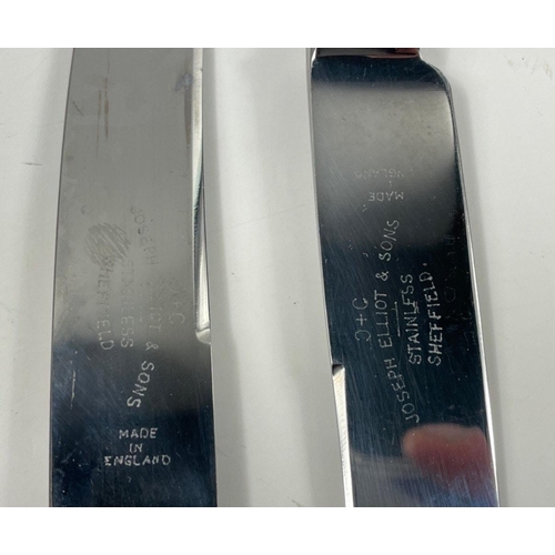 70A - Top quality stainless steel JOSEPH ELLIOT & SONS Sheffield knives - 12 at 23.5cm long and 10 at 20cm... 