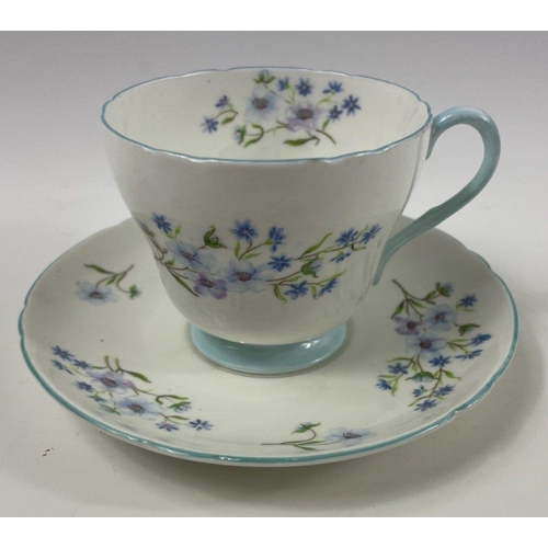 75 - A vintage SHELLEY 'Blue Rock' tea set to include 6 each of cups, saucers, side plates, plus milk jug... 