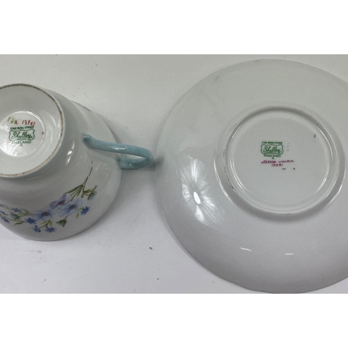 75 - A vintage SHELLEY 'Blue Rock' tea set to include 6 each of cups, saucers, side plates, plus milk jug... 