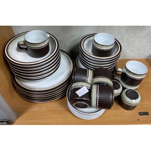 76 - A real vintage DENBY dinner service in the 1970's RONDO pattern comprising 6 plates (26cm), 6 plates... 