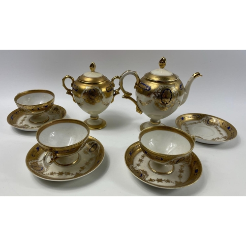 82 - A part set vintage NORITAKE porcelain small raised teapot, sugar, 3 cups and four saucers#84