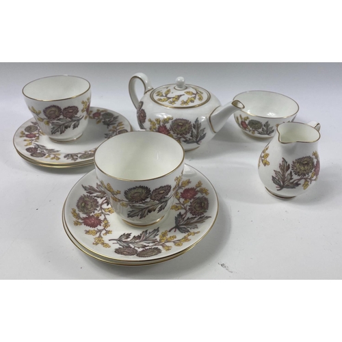 83 - Tea for two - a WEDGWOOD LICHFIELD (W4156) service for two consisting of 2 each of cups, saucers, pl... 