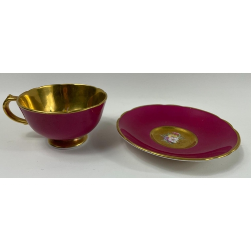 86 - A vintage pair of small PARAGON harlequin cups and saucers by appointment to HM the Queen and HM Que... 