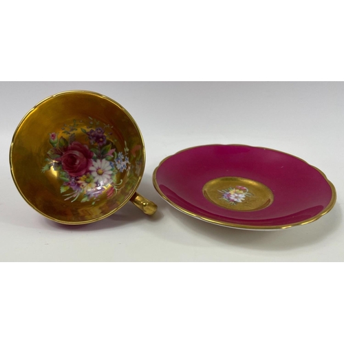 86 - A vintage pair of small PARAGON harlequin cups and saucers by appointment to HM the Queen and HM Que... 
