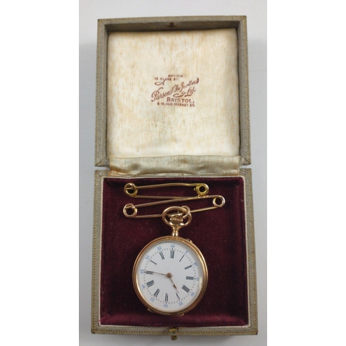 98 - AN EXQUISITE QUALITY ladies VINTAGE 18k stamped case stamped yellow gold watch, beautifully decorate... 