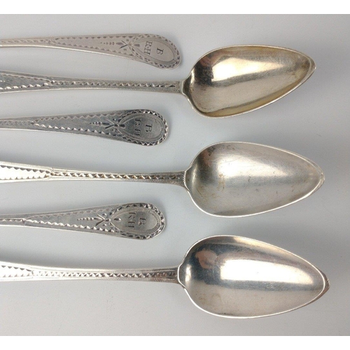 104 - Six London silver hallmarked 1794 TEASPOONS by silversmiths PETER & ANN BATEMAN length 13cm, gross w... 