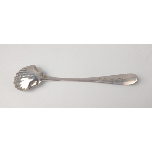 105 - A small shell-shaped London hallmarked 1785 SPOON by silversmith HESTER BATEMAN length 10cm, gross w... 