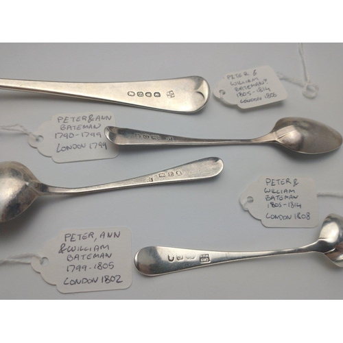 107 - Four assorted London hallmarked silver SPOONS to include 2 by silversmiths PETER & WILLIAM BATEMAN 1... 