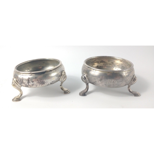 108 - Two early 18th century SALTS, one London hallmarked 1758 the other  1790,  by silversmith DAVID HENN... 