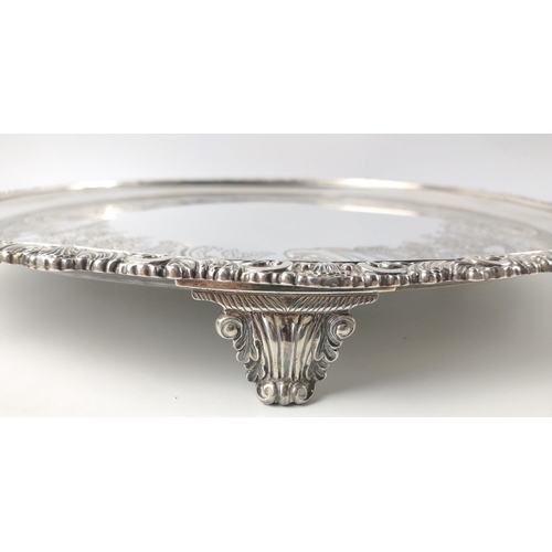 110 - Large silver EDINBURGH hallmarked 1818 TRAY with floral decoration and scalloped edging, by silversm... 