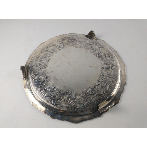 110 - Large silver EDINBURGH hallmarked 1818 TRAY with floral decoration and scalloped edging, by silversm... 