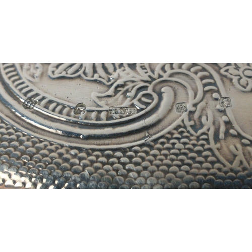 110 - Large silver EDINBURGH hallmarked 1818 TRAY with floral decoration and scalloped edging, by silversm... 