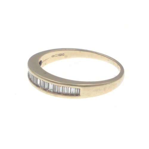 11A - A half-eternity ring with baguette cut diamonds (tested as diamond) size L, gross weight 2g#10