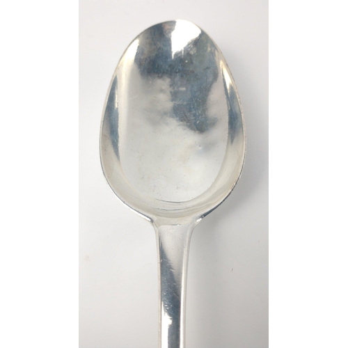 125 - An early London silver hallmarked (Hallmark indistinct) BASTING SPOON, silversmith indistinct,  dime... 