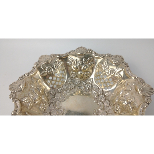 126 - Silver Birmingham hallmarked 1901 repousse and pierced BONBON DISH of exceptional quality!, silversm... 