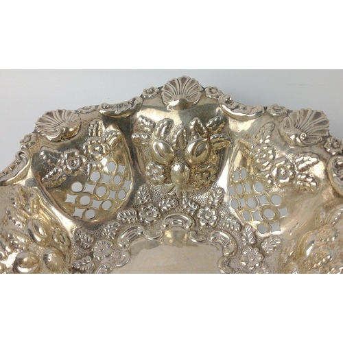 126 - Silver Birmingham hallmarked 1901 repousse and pierced BONBON DISH of exceptional quality!, silversm... 