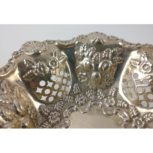 126 - Silver Birmingham hallmarked 1901 repousse and pierced BONBON DISH of exceptional quality!, silversm... 