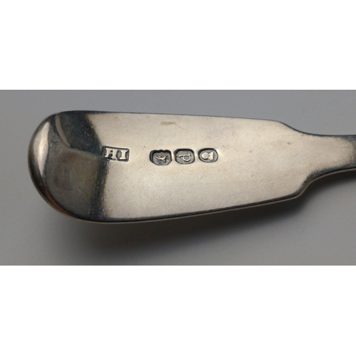 129 - Two London silver hallmarked 1830(?) LADLES, by silversmith IH, length 18.5cm, gross weight 128 g.#1... 