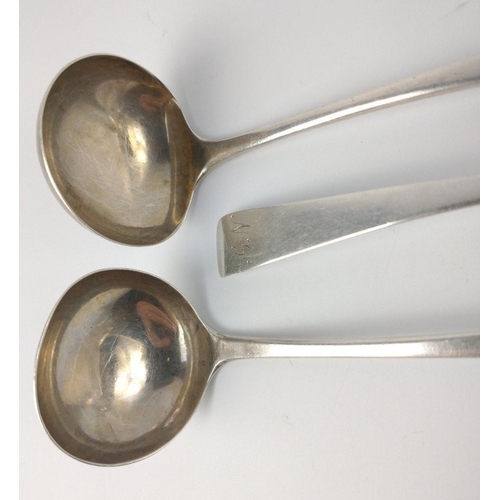 135 - Three EDINBURGH silver hallmarked 1810 SAUCE LADLES by silversmith ZEIGLER length 14cm, gross weight... 