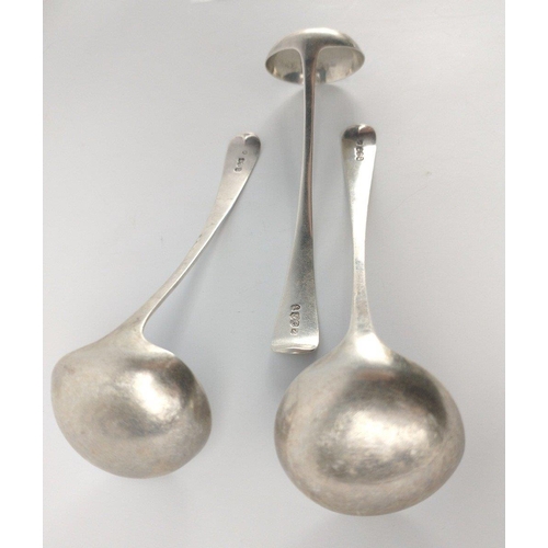 135 - Three EDINBURGH silver hallmarked 1810 SAUCE LADLES by silversmith ZEIGLER length 14cm, gross weight... 