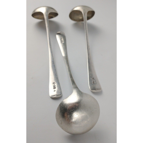 135 - Three EDINBURGH silver hallmarked 1810 SAUCE LADLES by silversmith ZEIGLER length 14cm, gross weight... 